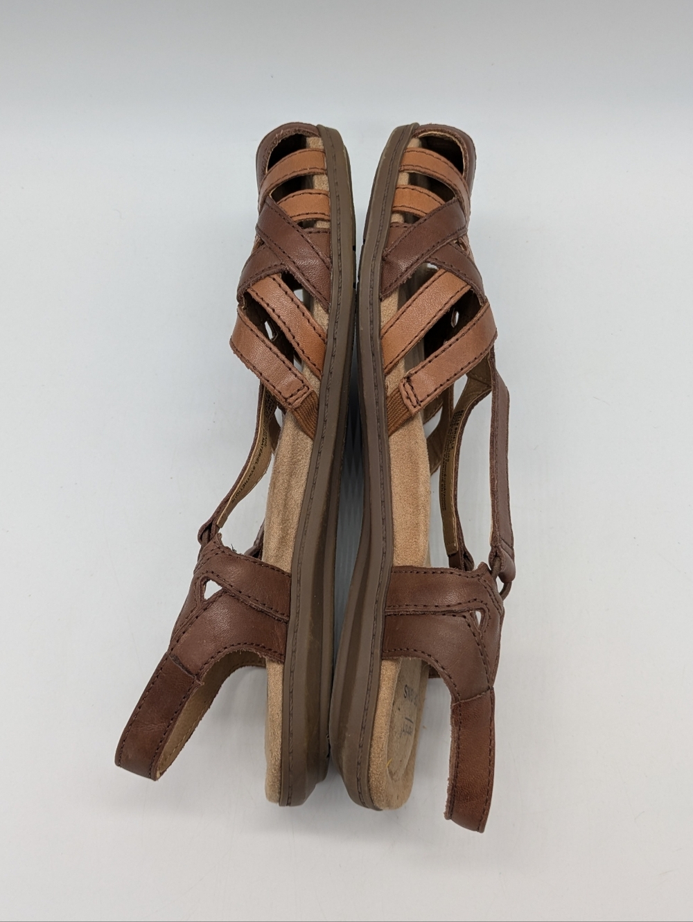Earth Origins Belle Brielle Brown Tan Strappy Leather Sandal 7.5 - Picture 6 of 10